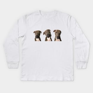 Pitbull winks Kids Long Sleeve T-Shirt